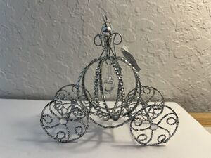 Holiday Time Cinderella Carriage Silver Bling Christmas Ornament